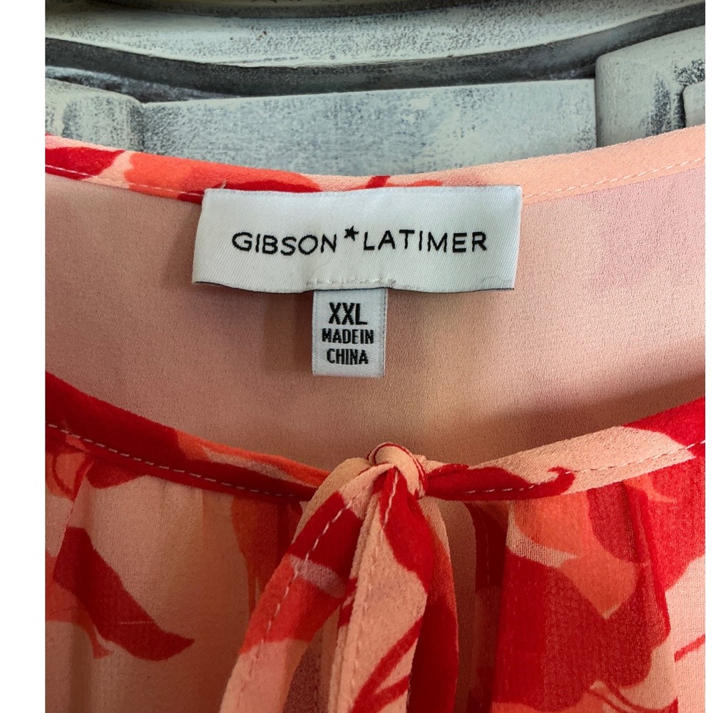 Gibson Latimer Maxi Dress Womens XXL Red Floral Halter Neck Sleeveless High Low - Picture 3 of 6